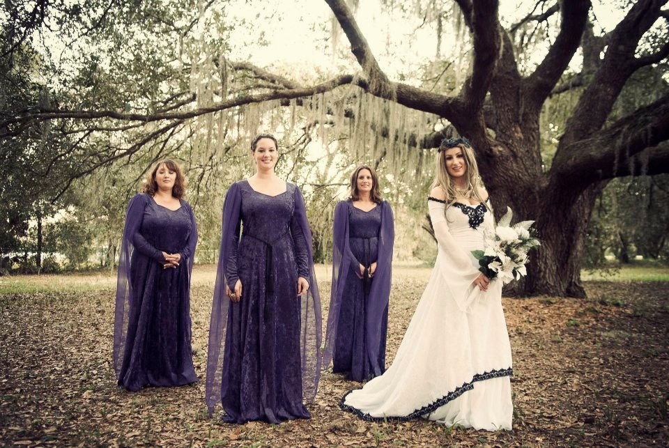Annabel Velvet and Chiffon Medieval Gown and Cape Custom Color and Size