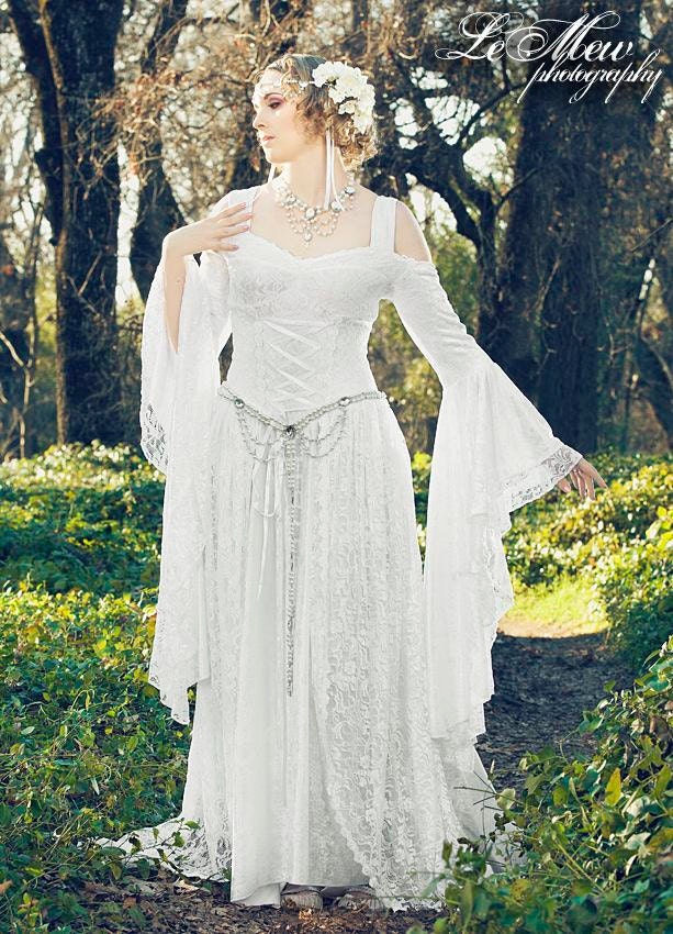 Lady Gwen Lace Up Fantasy Fairy Medieval Wedding Velvet and Lace Gown Custom