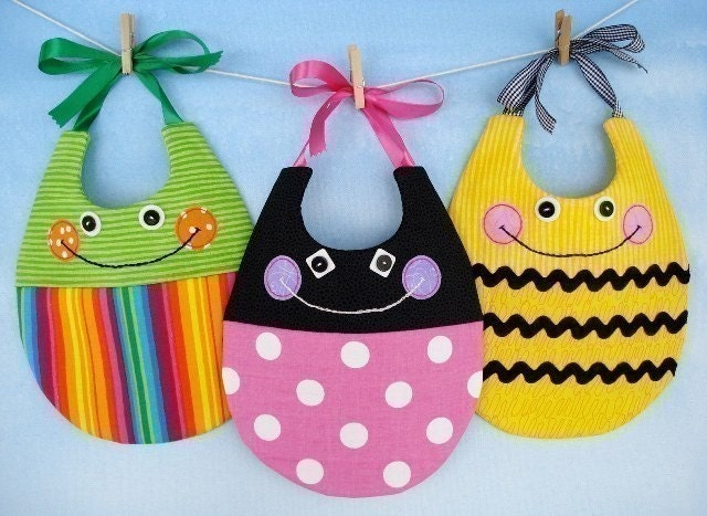 Baby Bib Sewing Pattern for Beetle, Ladybug and Bee Bib Pattern - PDF e-Pattern