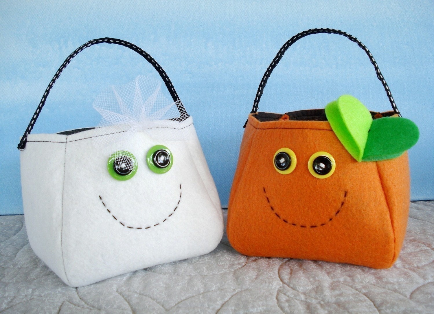 Toy Sewing Pattern for Ghost, Spider and Pumpkin Treat Bags - PDF ePATTERN