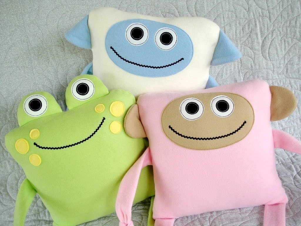 SALE - PDF ePATTERN for Monkey, Sheep and Frog Pillow - Toy Sewing Pattern