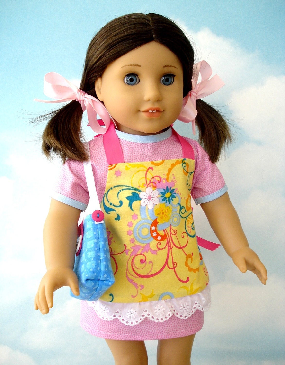 18 inch American Girl Doll Clothes Sewing Pattern - Dress, Aprons & Bags - PDF ePattern