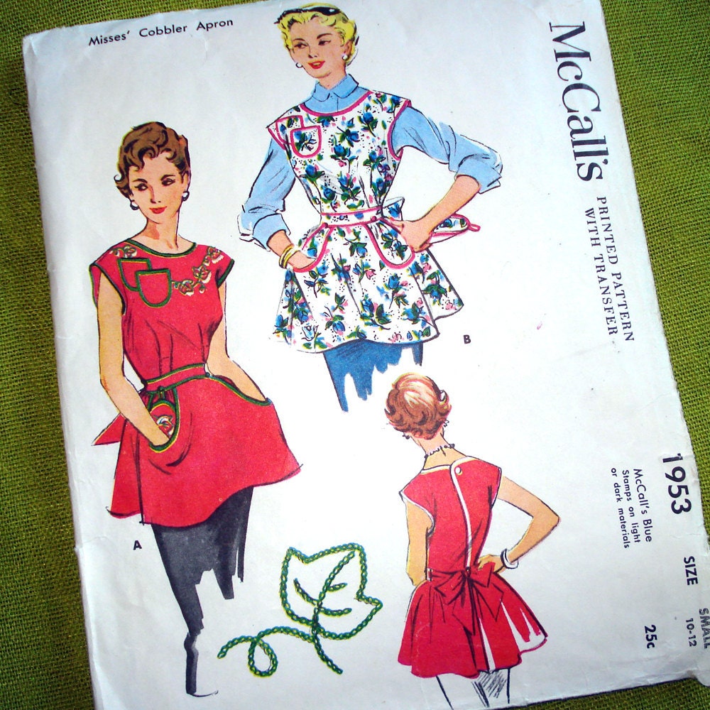 1950s Vintage Sewing Pattern - Cobbler Apron - Large Pockets - McCalls 5110 - Small