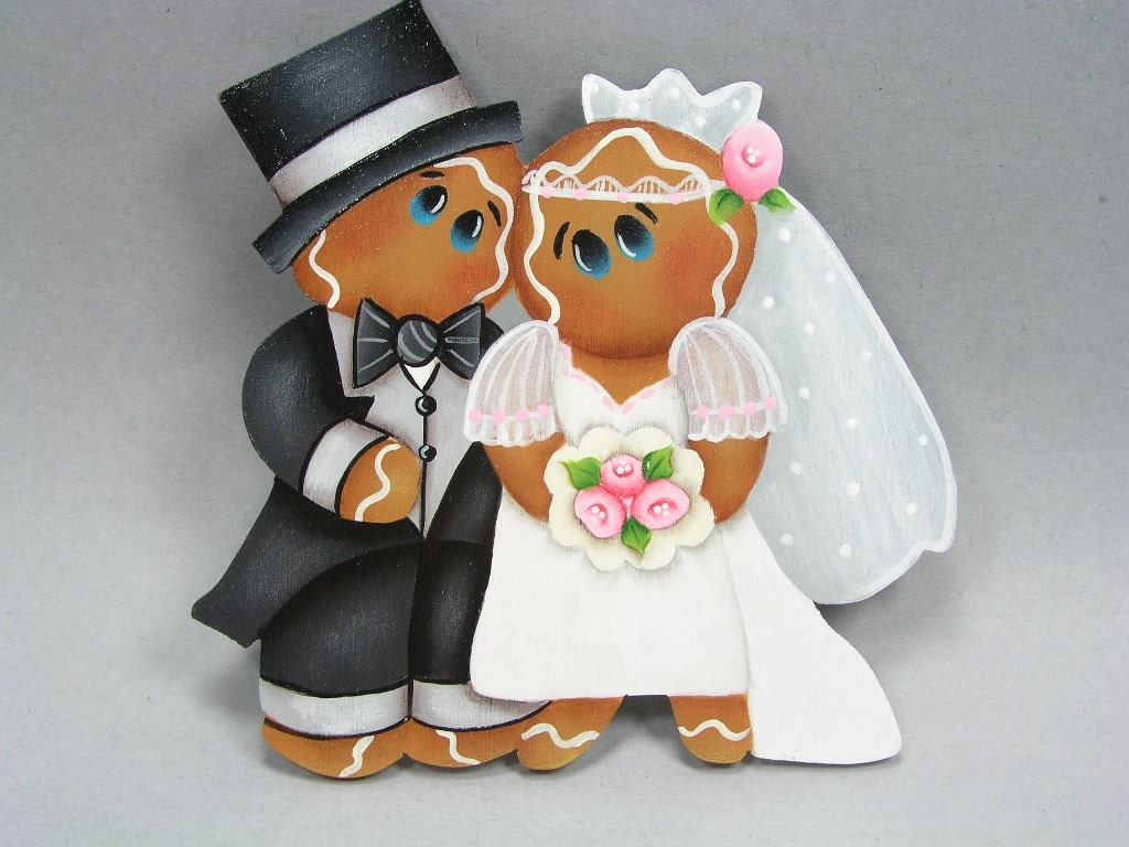 Gingerbread Bride and Groom Hand Painted by astrokeofjeanneius