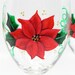 Beautiful Red Poinsettia Hand Painted Christmas Wine Glasses