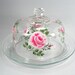RESERVED for LGFORSURE - Beautiful Shabby Chic Pink Rose Handpainted Glass Cheese Server