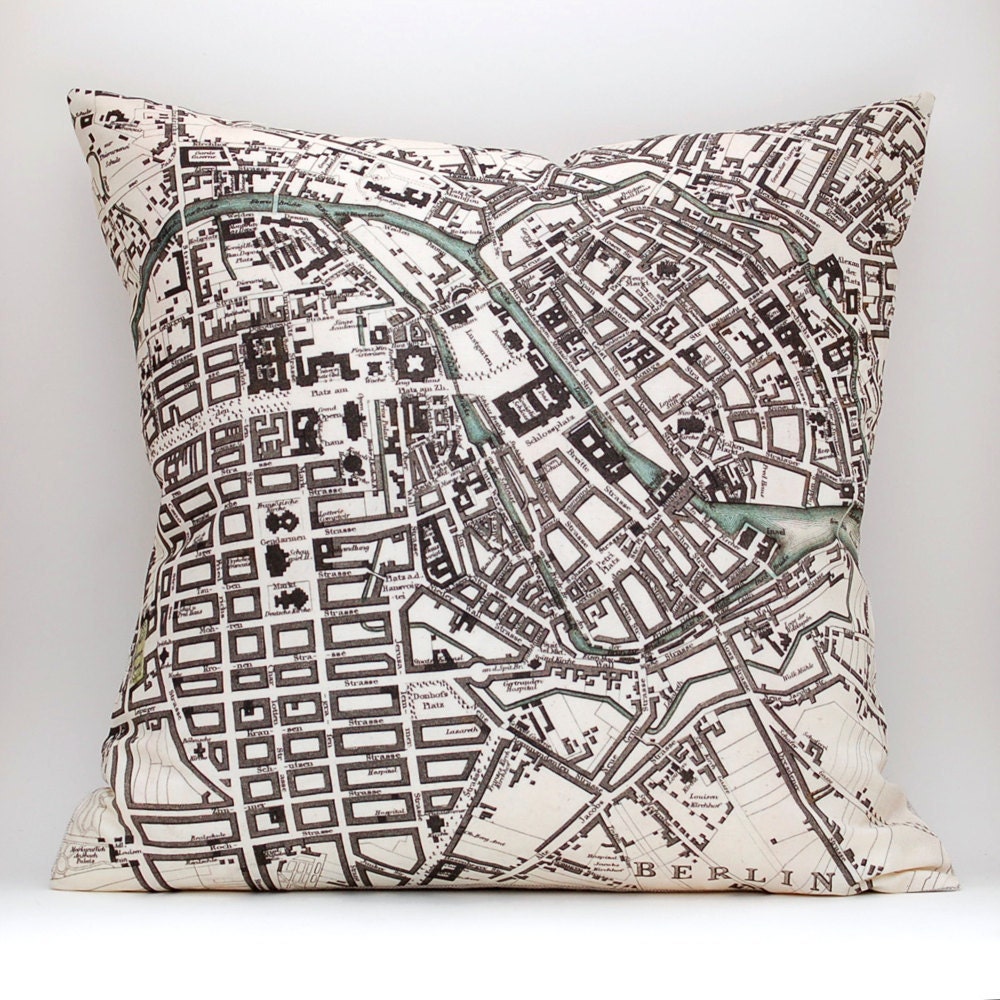 vintage BERLIN map pillow DIY KIT, made to order 16x16 envelope style
