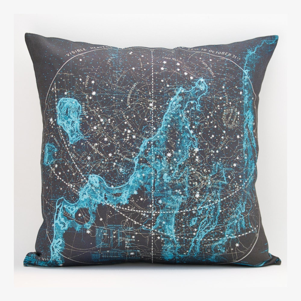 vintage SUMMER CONSTELLATION over the Bay map pillow DIY kit, made to order 16x16 envelope style