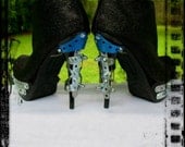 Size-7.5 Custom Handmade Dollhouse metal platform spike boots heels shoes alexander mcqueen inspired