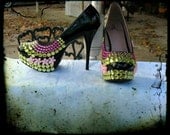 Custom Handmade Platform Acrylic Rhinestone spike heels shoes Womens-9