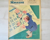 vintage February 1950s Courier Journal Magazine---great illustrations--vintage magazine poster