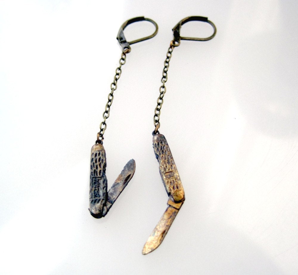 Items similar to Vintage Pocket Knife Earrings on Etsy