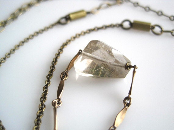 SALE Copper Rutilated Quartz Necklace