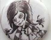 Goth Girl with Snake Pin Back Button