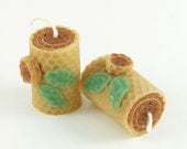 Woodland Party Favor Candles Log Votive Pair 2 Decor Tree Stump Trunk Wood Beeswax Natural Eco conscious Green