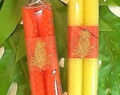 Beeswax Candles Pure Hawaiian Pineapple Design Beeswax Dinner Taper Candles Yellow Gold Embossed Tropical Candles Hostess Housewarming Gift