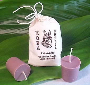 Coffee Candles Men's Gift Kona Coffee Candle Set 2 Piece Hawaiian Soy Candles Original Donkey Gift Bag Design Handmade in Hawaii Big Island