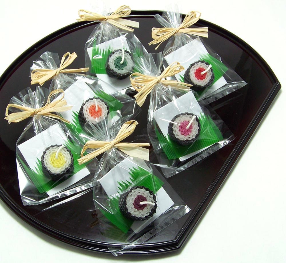 Green Spinach Sushi Japanese Favor Party Candle Beeswax Fake Faux Food Japan Gift