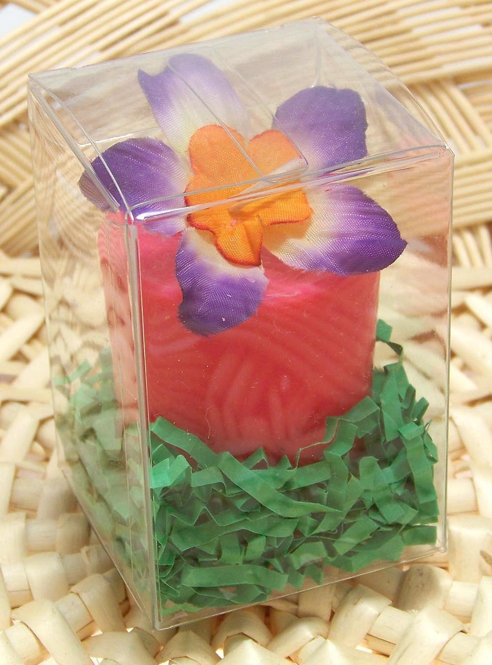 Vintage Fabric Flower Soy Candle Tuberose Fragrance Floral Scented Large Votive Honeysuckle Red Favor Gift BoxHawaiian