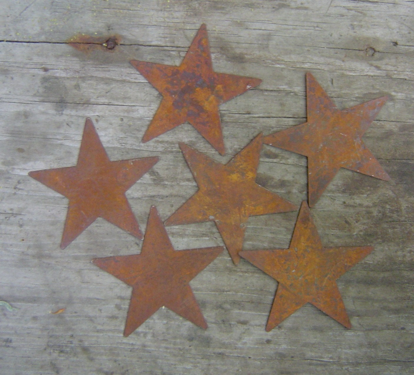 Twelve (12) Primitive Rusty Tin Stars Craft Supplies 2.50 Inch Scrapbooking Embellishments