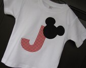 Mickey Mouse Tee with Initial- 3-6m thru 6 years
