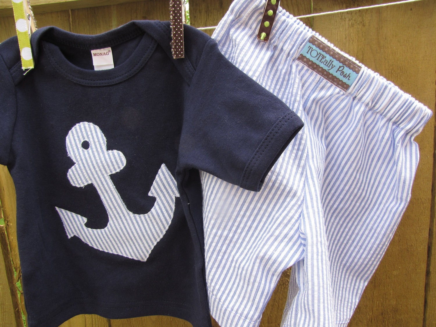 Boys Anchor Tee and Seersucker Shorts- WHITE or NAVY Tee- LiMiTeD SiZES AVaiLABLE in NaVY