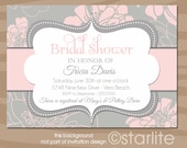 Bridal Dreams - Pink and Grey Gray Bridal Shower invitation - any event birthday shower Invitation - PRINTABLE Invitation Design