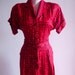 1940s 1950s Red with Black Dots Day Dress
