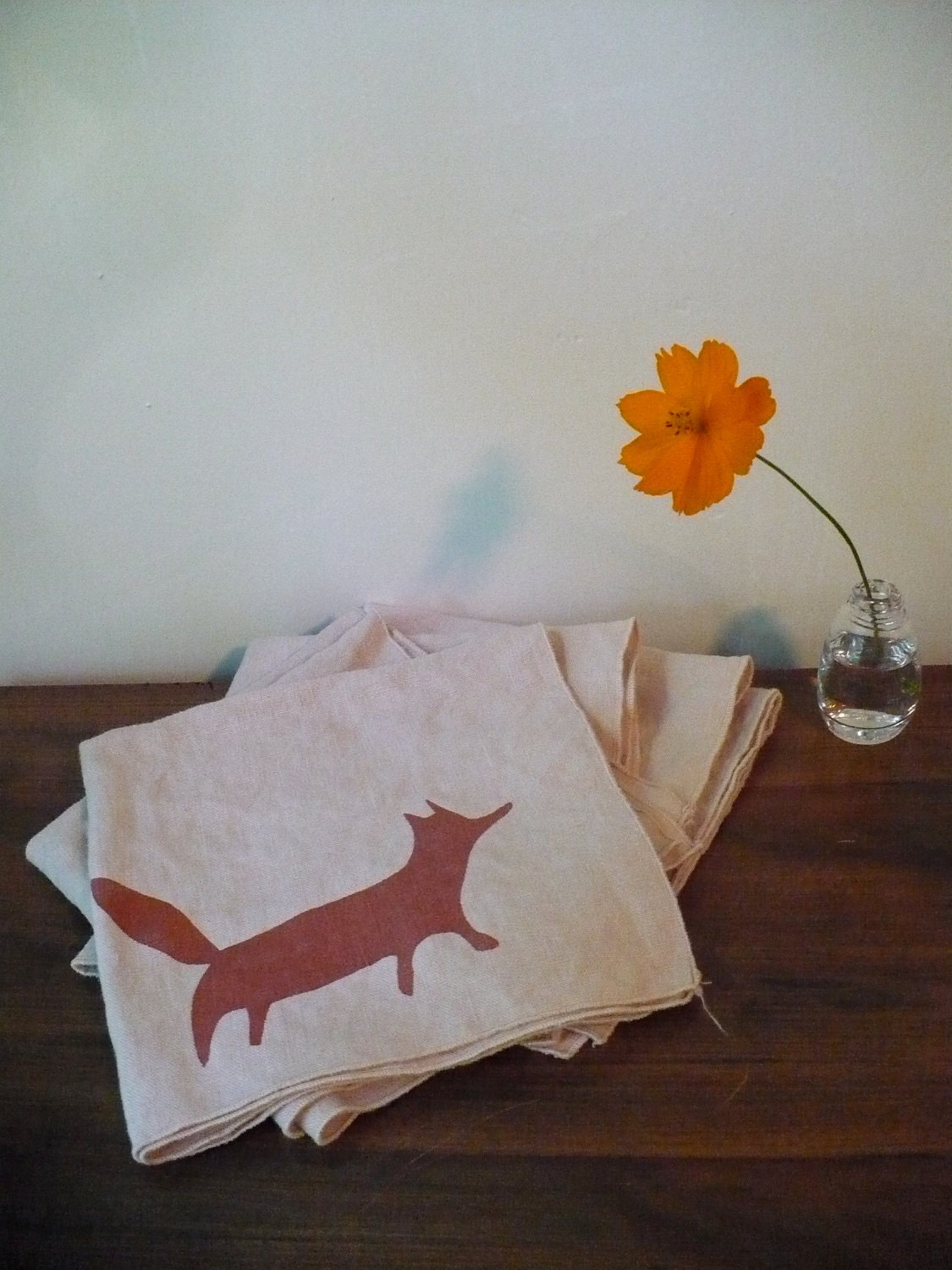 Sassy Fox Tea Stained Linen Napkins set of 4
