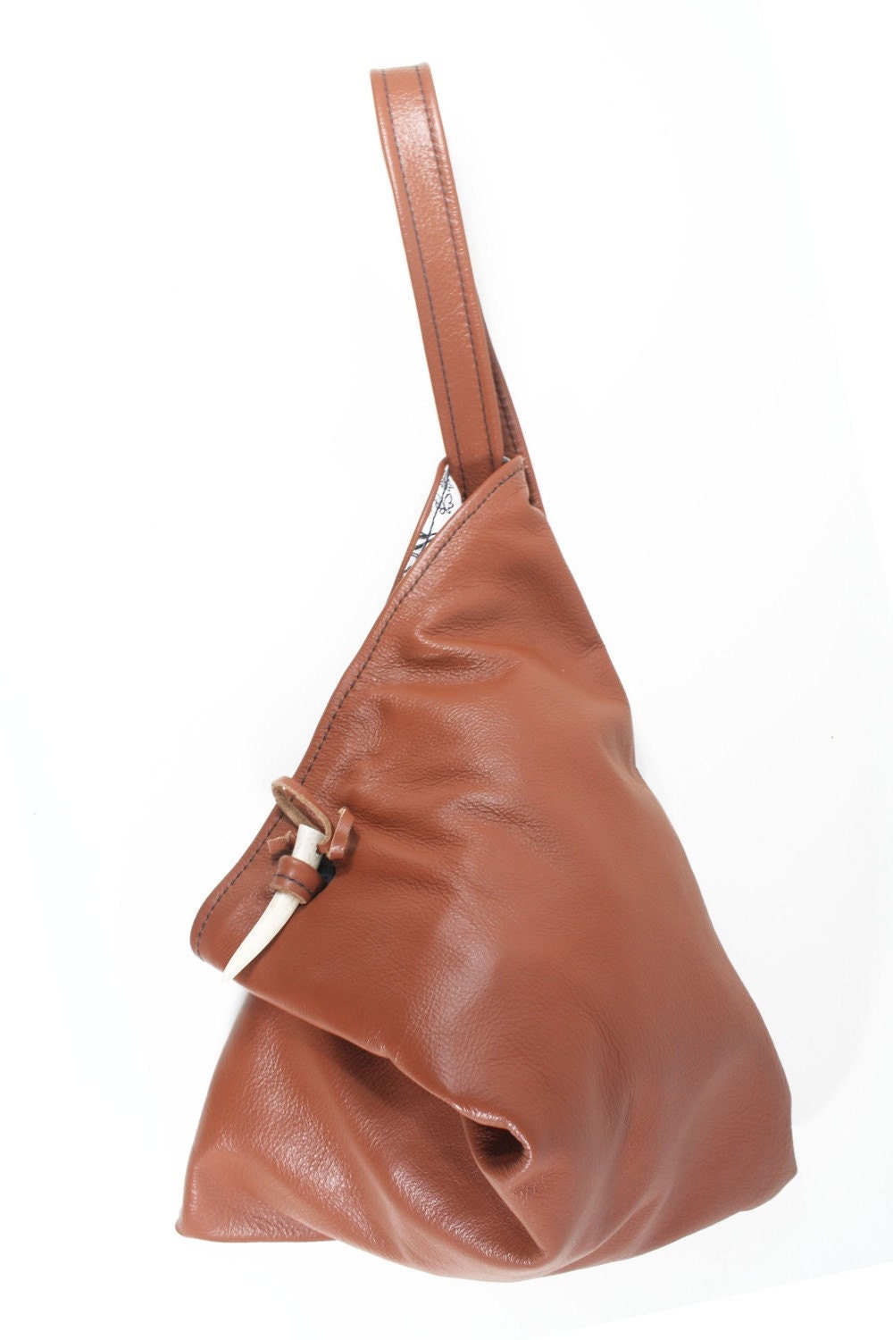 Cognac Leather Rain Drop Purse