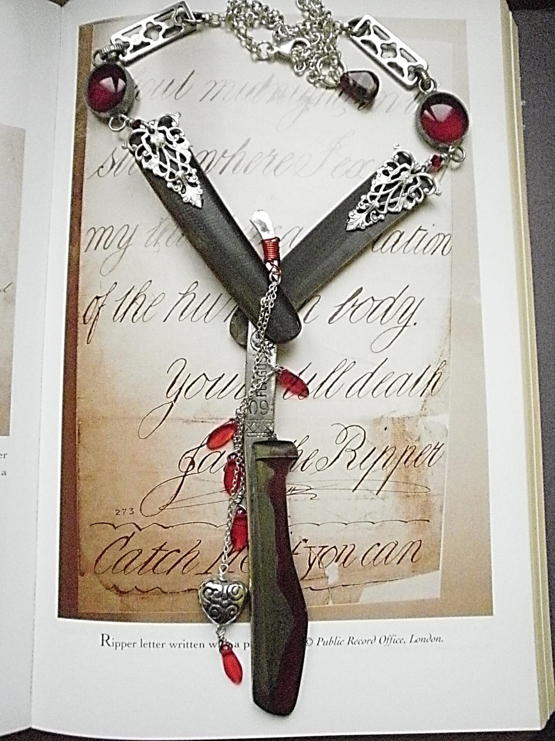 Bloodthirsty Cut Throat Razor Necklace. Straight Razor Necklace.