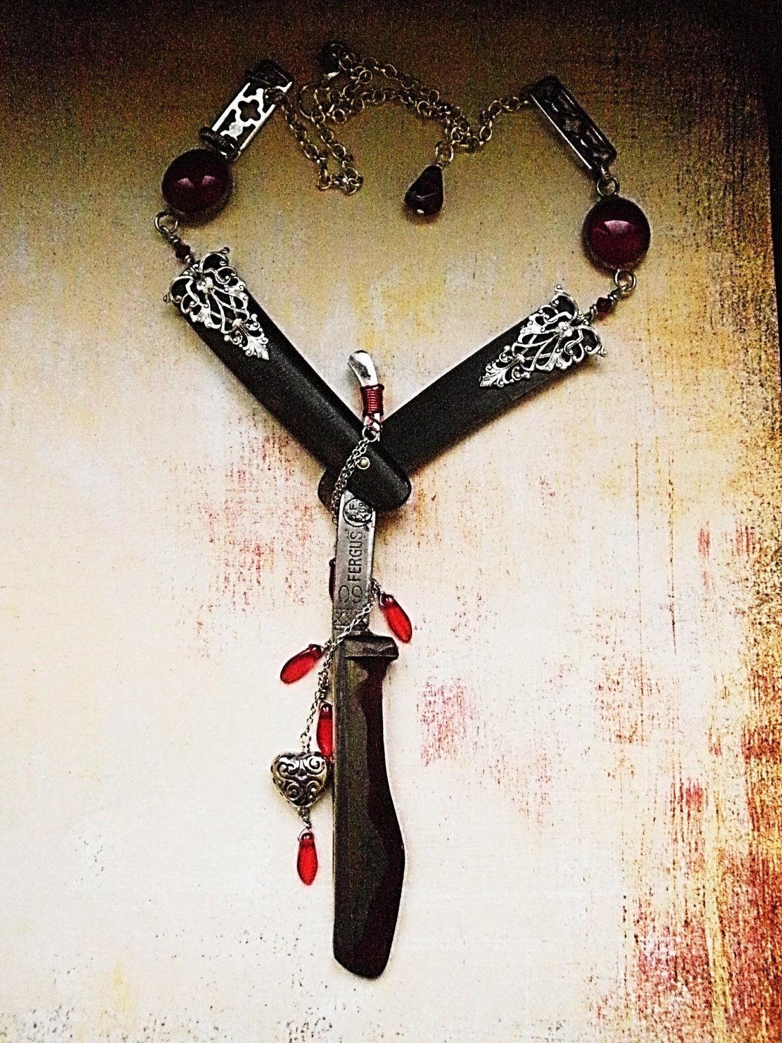 Bloodthirsty Cut Throat Razor Necklace.  Straight Razor Necklace.