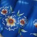 Vintage Japanese Yukata Kimono Cotton Big Bold Flower and Dyed Zig-zag on Blue 84ins