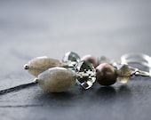Cloudburst Earrings. Pearl. Labradorite. Swarovski