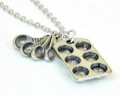 Muffin Pan and Measuring Spoons Necklace, Muffin Tin and Measuring Spoons