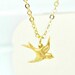 Soaring Sparrow Gold Necklace, Bird, Swallow, Return to Capistrano, LIttle Bird Charm