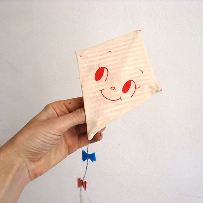 Valentine's greeting card. Kite - One-of-a-kind handmade Happy Kite.
