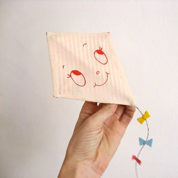 Valentine's greeting card. Kite - One-of-a-kind handmade Happy Kite.