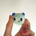 Brooch. GREEN MINT stuffed face. the friendly ghost handcrafted and painted celadon soft pin.