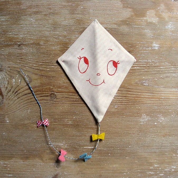 Valentine's greeting card. Kite - One-of-a-kind handmade Happy Kite.