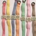 Retro toy watch bracelet. One-of-a-kind handmade fake clock with Gingham watchband.
