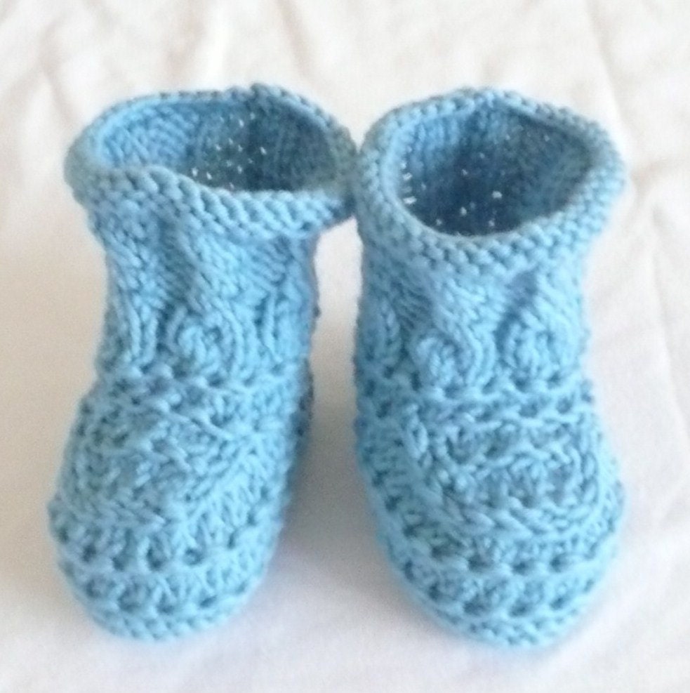 Knitting PATTERN BABY Booties Shoes Slippers - Teal Textured Baby Boots Instant DOWNLOAD