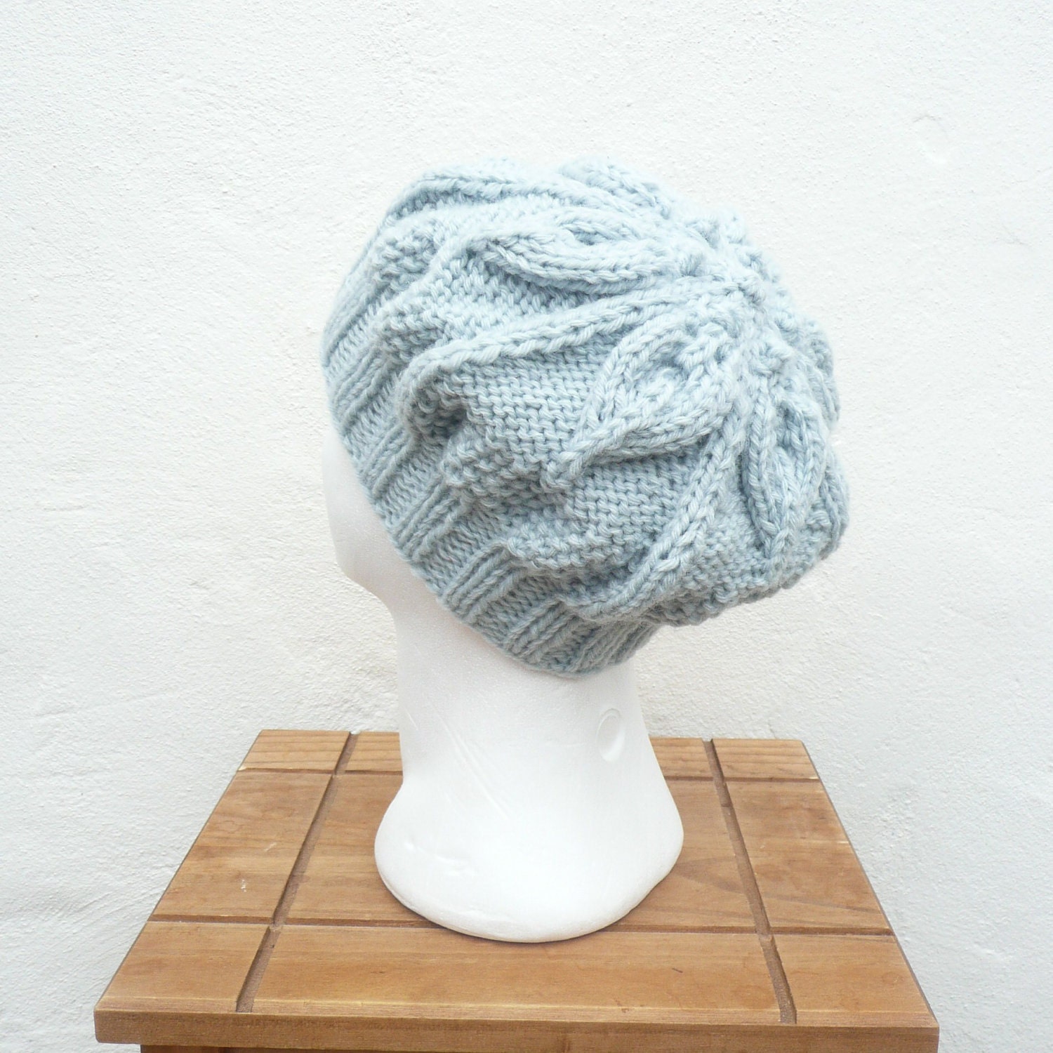Knitting PATTERN HAT Tam Beret Beanie INSTANT Download - Floral Slouchy Hat