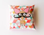 Chihuahua Mini Cushion with Mustache & Tessellation