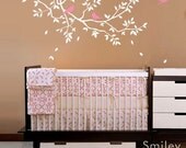 Kids Nursery Vinyl Wall Decal Branch and Birds - GIFT BIRDS - Vinyl Wall Decal,Sticker,Nature Design Kids nursery decal baby room decor