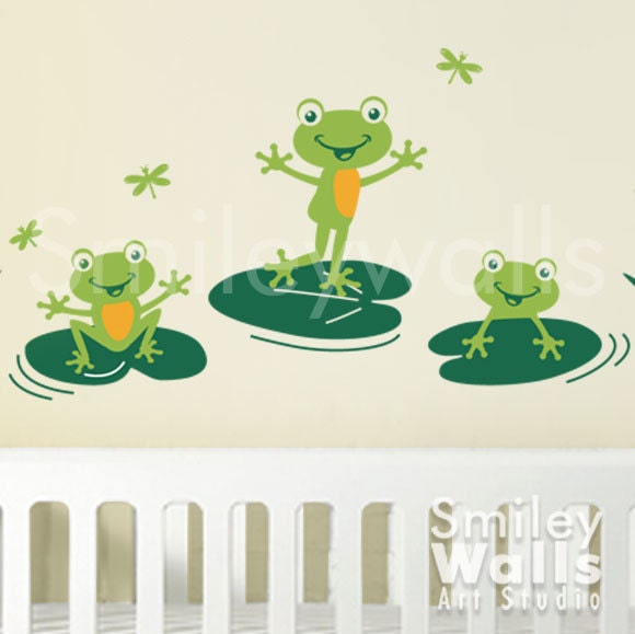 Froggy Friends and Dragonflies - Nursery Vinyl Wall Decal