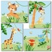 Set of 4 Nursery Art Prints Rainforest Jungle Animals