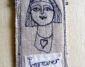Original embroidery artwork - Textile art and mixed media collage
