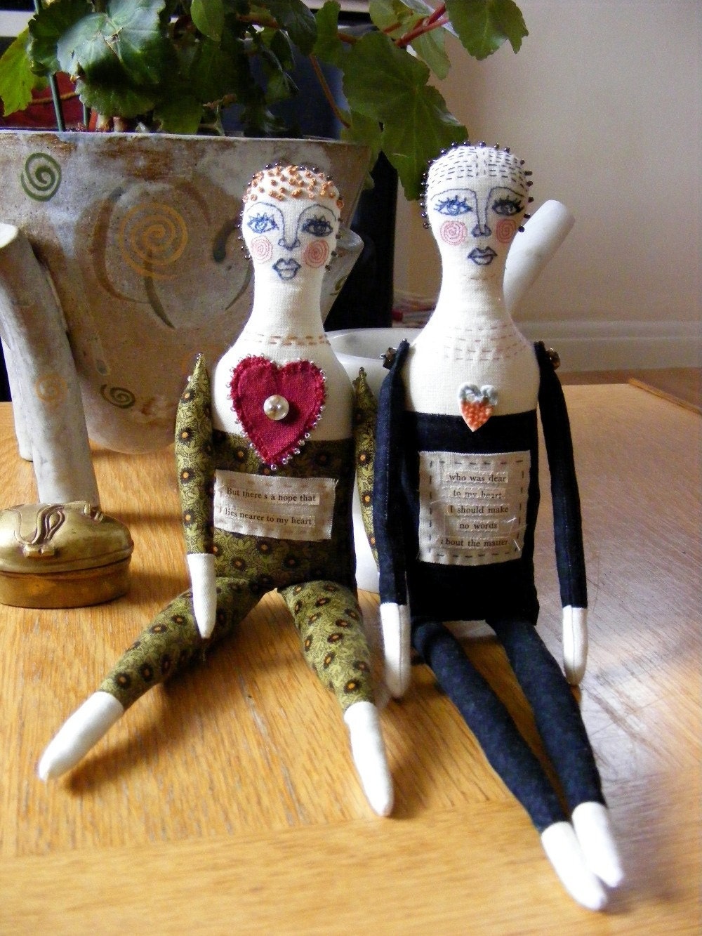 Original mixed media handmade art doll - Celine - Textile Artist Doll