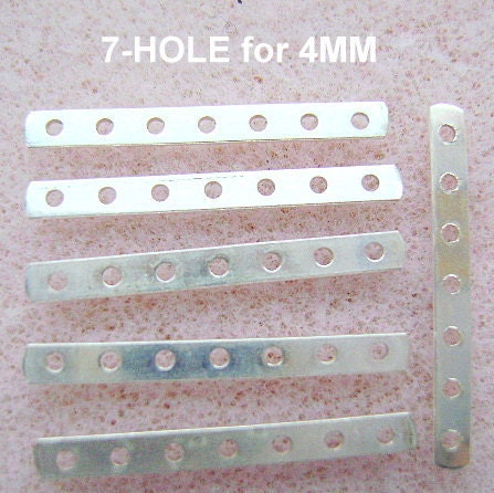 Sterling Silver Spacer Bars, 7 HOLE, for 4mm Beads